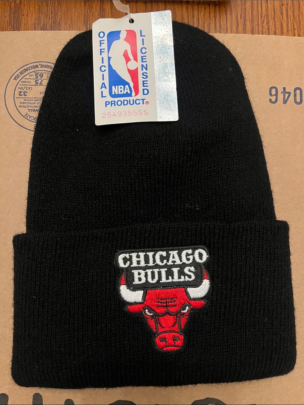 Vintage 90s Chicago Bulls Black Beanie Hat with Embroidered Logo